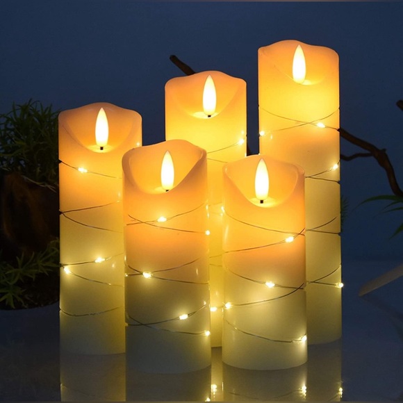 Other - 5 -LED Flameless Candles With Embedded Starlight String & Remote Control (Ivory)